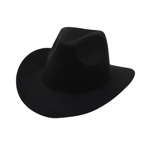 Classic black vintage western cowboy hat with wide curved brim and felt jazz style fedora