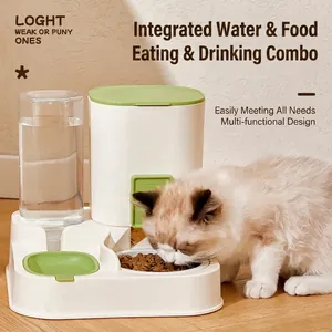 Distributeur Automatique De Nourriture Et D'eau Combo Gravité Gamelle Bouteille Plastique PP Pour Chats Chiens Moderne