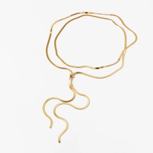 Collier chaîne serpent plate dorée ajustable en acier inoxydable avec boucle coulissante