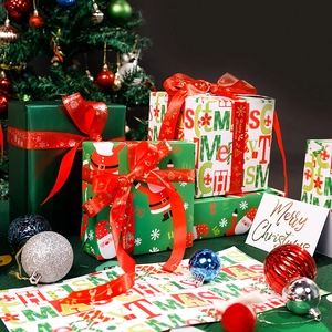 Christmas Gift Wrapping Paper Rolls Coated Paper Santa Claus Merry Christmas Patterns Holiday Party Gift Decorative Paper