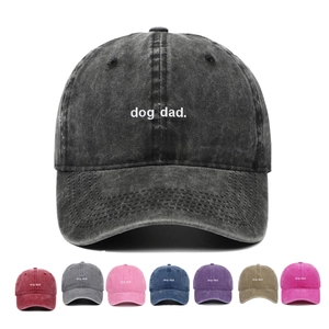 Washed Cotton Baseball Cap Vintage Distressed Dad Hat Embroidered Dog Dad Letter For Men Women Casual Outdoor