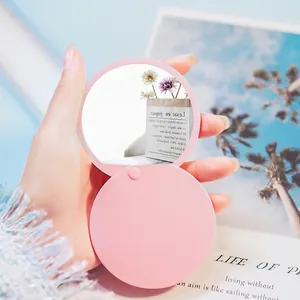 Compact Portable Makeup Mirror Round Sliding Cover Plastic Frame High Definition Glass For Travel Daily Beauty Handheld