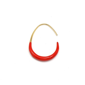 Minimalist 18K gold plated U-shaped drop earrings with vibrant red enamel finish