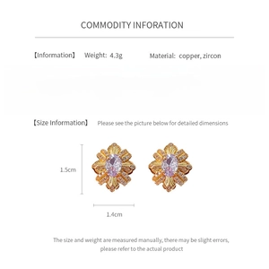 Spécifications des boucles d'oreilles vintage fleurs avec zircon violet et base cuivre