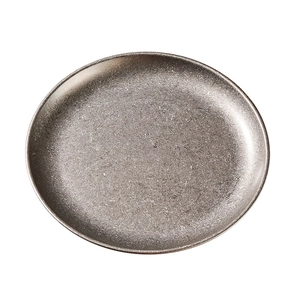 Industrial vintage 304 stainless steel round plate with distressed metallic texture finish