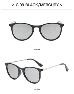 Vertical view of oval children's sunglasses with black frame and mercury silver lenses