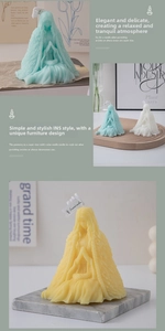 Detail of goddess shaped scented candles with fine fabric texture in Morandi colors