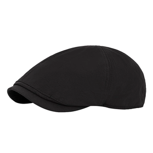 Breathable black quick-dry flat cap with water-resistant fabric for men and women