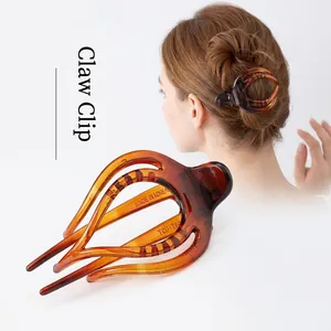 Grande Pince À Cheveux Plastique PC Mat Brillant Design Poulpe Ajouré Minimaliste Élégant Pour Femmes