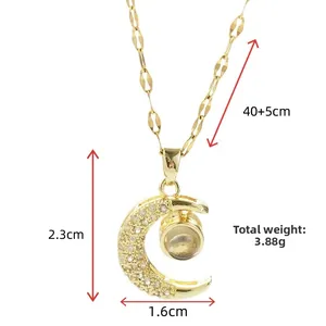 Guida alle misure collana luna dorata con dimensioni 2,3x1,6cm e lunghezza catena 40+5cm