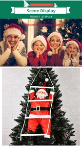 Decorazione sospesa Babbo Natale arrampicata, 90cm scala in tessuto per albero di Natale.