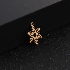 Pendentif flocon de neige minimaliste en acier inoxydable doré au fini poli