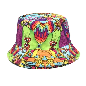 Bucket Hat Mushroom Psychedelic Print Sun Protection Breathable Cotton Polyester Outdoor Travel Hip Hop Casual Fisherman Hat