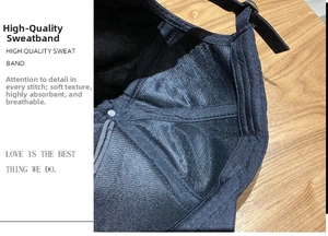 Detail showing high-quality moisture-wicking sweatband inside the black baseball cap