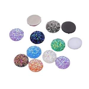 Colorful 14mm round resin flatback druzy crystals with sparkling glitter finish