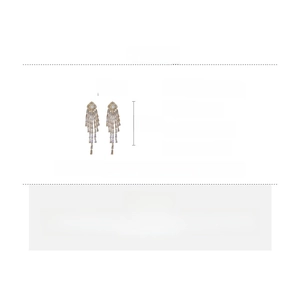 Detailed size specifications for luxury long tassel earrings with zircon and silver pins