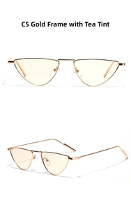 Detailed views of gold semi-rimless square sunglasses with tinted brown lenses