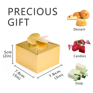 Detailed dimensions of golden gift box for soap, candies and dessert packaging