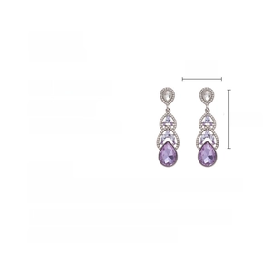 Detailed specs of luxury purple teardrop earrings with alloy and rhinestone material
