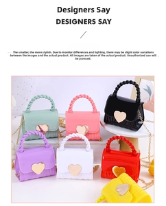Mini jelly bags in seven colors with heart-shaped metal locks and vertical textures