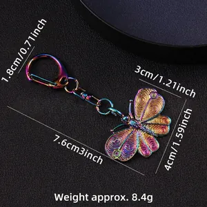 Y2K colorful gradient butterfly keychain with hollow metal filigree details