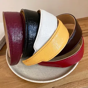 Padded Headband PU Leather Wrinkled Wide Brim Non-Slip Hairband Vintage Fashion Hair Accessory For Women Girls Elegant