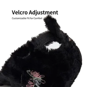 Plush flower baseball cap for women with adjustable velcro strap on the back