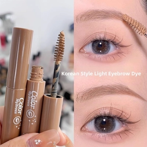 Detail view of the brown eyebrow mascara with spiral brush for natural Korean makeup looks