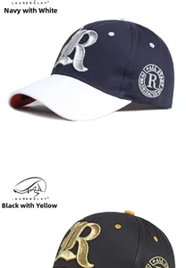 Detailed embroidery of letter R and major league badge on two-tone baseball caps
