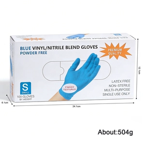 Nitrile Vinyl Blend Blue Disposable Gloves Powder-Free 100 Count Box S Size