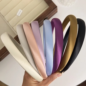 French Thin Padded Satin Headband Glossy Elegant Hair Band For Women Face Washing Simple Handmade Accessories