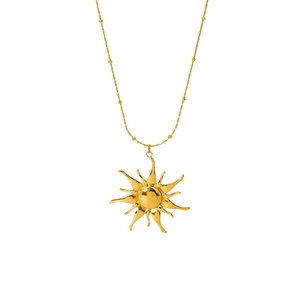 Elegant 18k gold plated stainless steel sun pendant necklace with delicate ball chain links