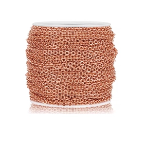 Rose gold 18K stainless steel link chain on a reel for DIY jewelry making and crafts