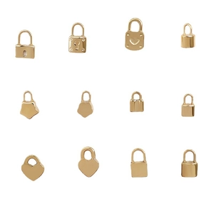 Set of 12 vintage style 18K gold plated stainless steel padlock pendants for DIY jewelry