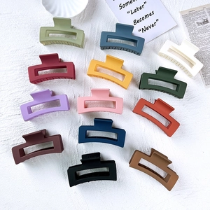 Matte square hair claw clips in multi-color Morandi tones for thick hair styling