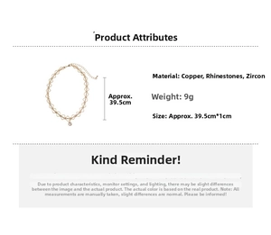 Spécifications du collier ras du cou doré avec incrustations de cuivre et de zircons