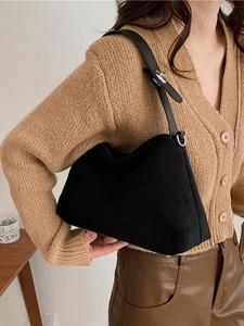 Sac À Bandoulière En Daim Pour Femme Rétro Minimaliste Givré Sous Le Bras Sac À Épaule Avec Sangle Réglable Quincaillerie Argentée