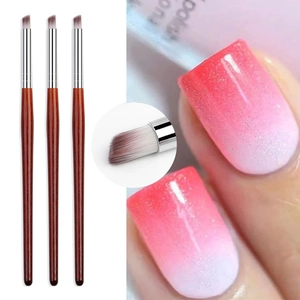 Pinceau À Ongles Ombré Biseauté Pour Dégradés Manche En Bois D'acajou Tube Métallique Fibres Synthétiques Professionnel
