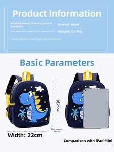 Tabla detallada de tallas para mochila de nailon con dinosaurio para niños y bebés