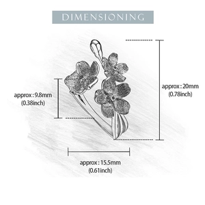 Detailed dimension guide for S925 sterling silver forget-me-not flower open ring
