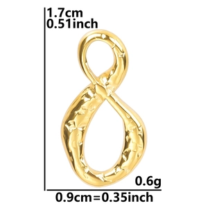 18k gold plated 304 stainless steel infinity charm with textured finish and size details