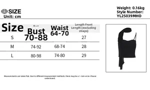 Size chart table for sexy strapless lace-up top showing bust and waist in centimeters