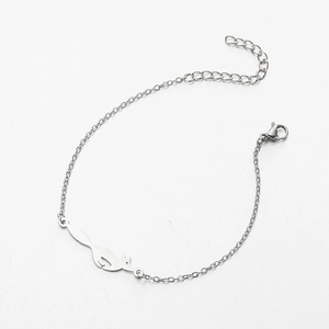 Pulsera minimalista de acero inoxidable con diseño de zorro y cadena de eslabones ajustable