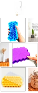 Detail display of flexible silicone honeycomb ice tray with lid for easy ice cubes removal