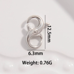 Polished S925 sterling silver S-shape lobster clasp for DIY jewelry making 12.5mm