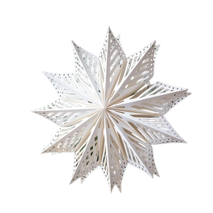 3D hollow paper snowflake ornament in off-white for Christmas tree and window decor