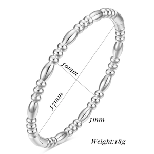 Detailed silver bamboo style stainless steel bangle with 57mm internal diameter and 5mm width