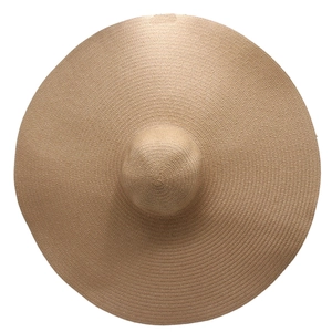 Extra large 25cm brim straw hat in natural khaki for beach sun protection and sunbathing