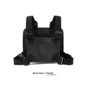 Tactical chest bag back view showing adjustable straps and quick-release buckles