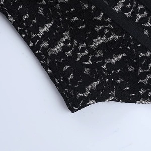 Détail du tissu en dentelle noire avec motifs floraux complexes et texture ajourée
